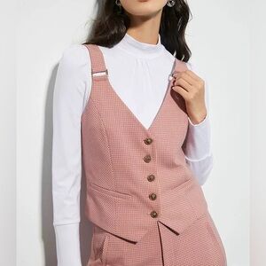 Pink Checkered Wool Women's Waistcoat